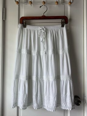 Studio West Tiered Lace A-line Midi Skirt